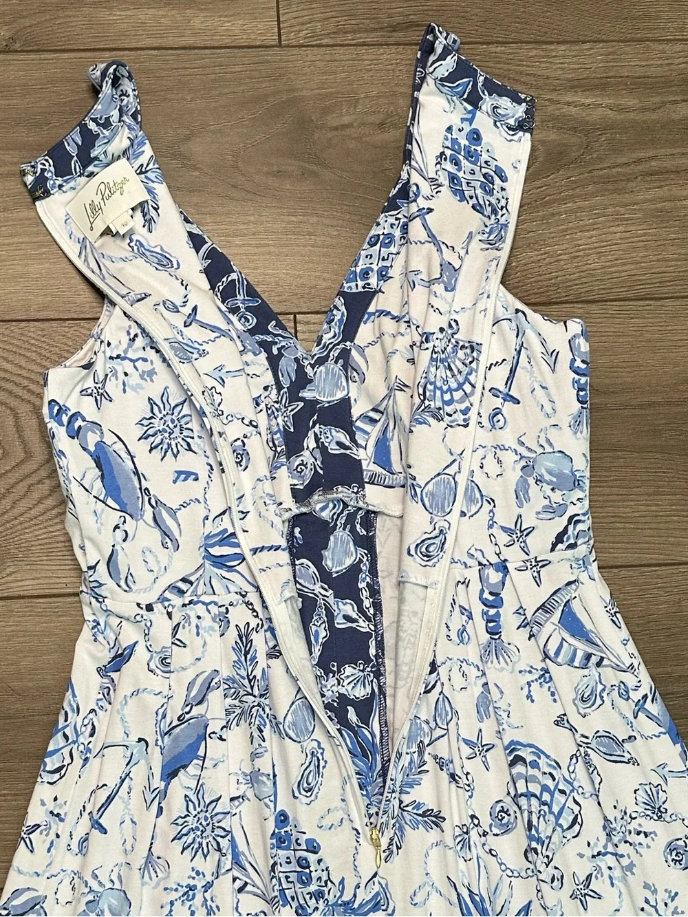 Lilly Pulitzer Carmilla Sleeveless Jersey Maxi Dress Resort White Blue Size 10 - Picture 9 of 14